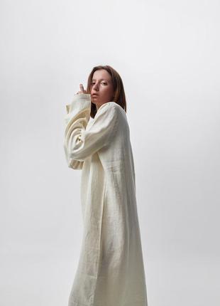 Oversized linen casual dress "VANILLA"8 photo