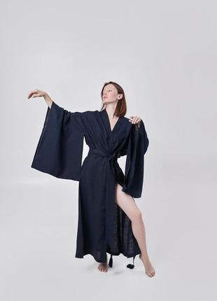 Japanese style linen kimono dress "MILKY WAY"