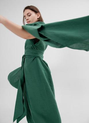 Japanese style linen kimono dress "Grass"4 photo