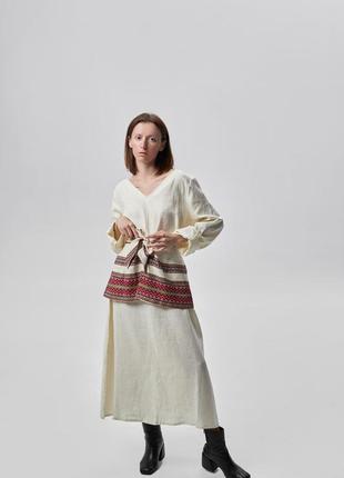 Decorative belt with ethnic print "Plakhta" short red1 photo
