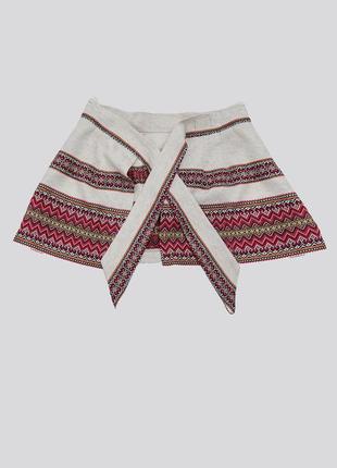 Decorative belt with ethnic print "Plakhta" short red7 photo
