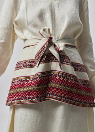 Decorative belt with ethnic print "Plakhta" short red6 photo