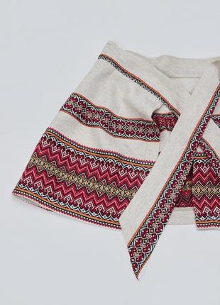 Decorative belt with ethnic print "Plakhta" short red8 photo