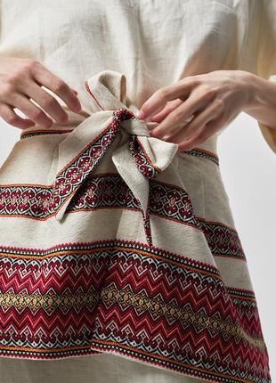 Decorative belt with ethnic print "Plakhta" short red9 photo