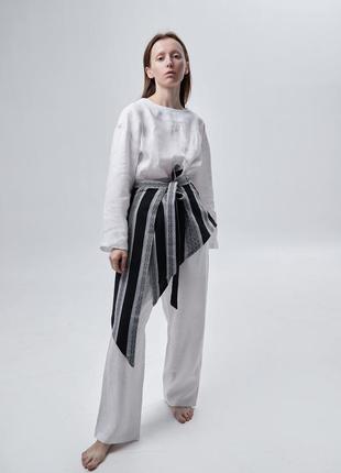 Decorative belt with ethnic print "Plakhta" long black8 photo