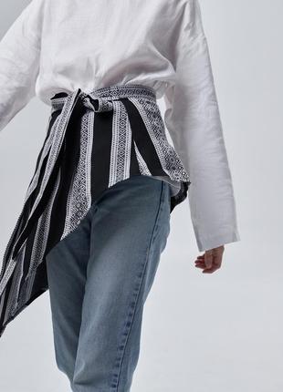 Decorative belt with ethnic print "Plakhta" long black5 photo