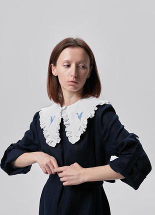 Decorative detachable collar with embroidery "Stork"4 photo