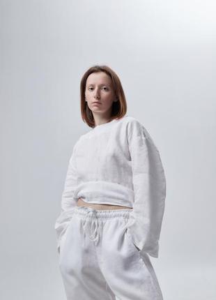 Linen lounge suit - top with pants and shorts2 photo