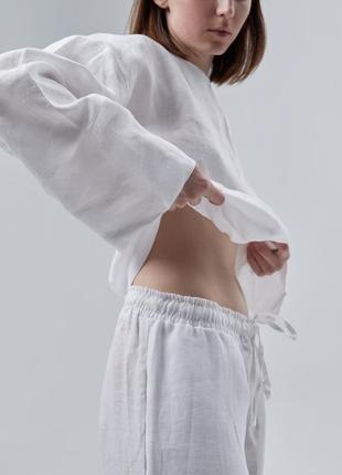 Linen lounge suit - top with pants and shorts7 photo