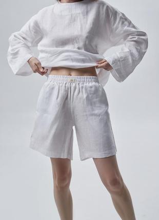 Linen lounge suit - top with pants and shorts6 photo