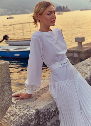 WHITE PLEATED DRESS GEPUR4 photo