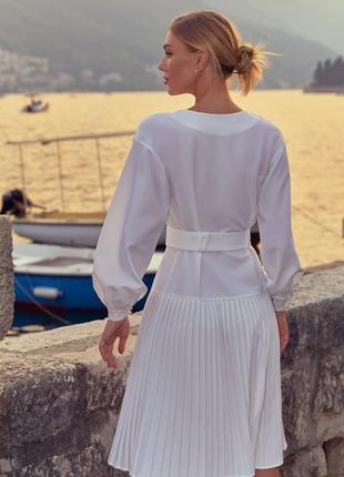 WHITE PLEATED DRESS GEPUR5 photo