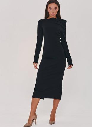BLACK DRESS WITH ZIPPER ON SLEEVE GEPUR