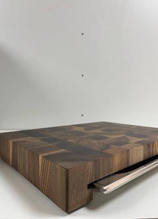 Walnut cutting board with tray 30*40 cm5 photo
