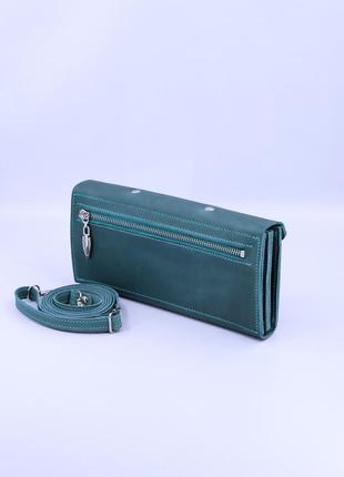 Leather long clutch with shoulder strap for women3 photo