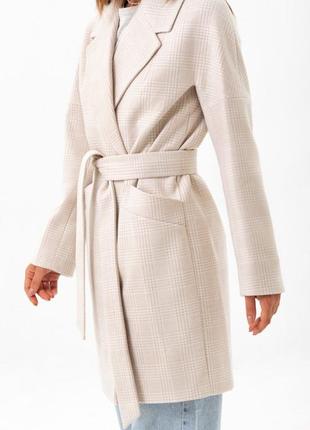 Demi-season oversized coat with belt Astrid beige4 photo