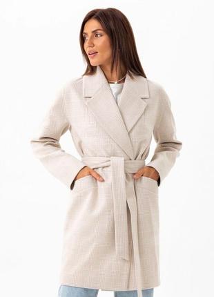 Demi-season oversized coat with belt Astrid beige1 photo