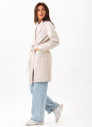 Demi-season oversized coat with belt Astrid beige5 photo