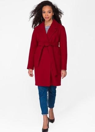 Demi-season cashmere coat with belt Taylor burgundy1 photo