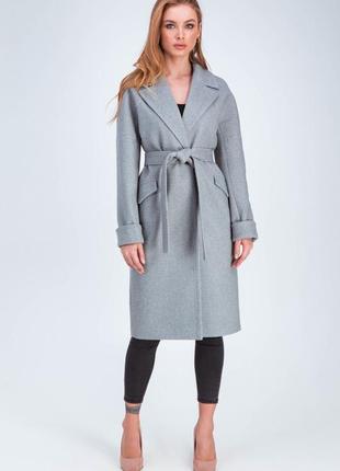 Oversized demi-season wool coat with belt Demi gray1 photo