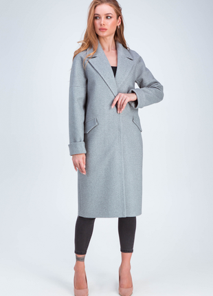 Oversized demi-season wool coat with belt Demi gray3 photo