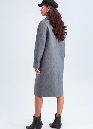 Oversized demi-season wool coat with belt Demi black-white4 photo