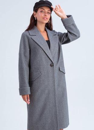 Oversized demi-season wool coat with belt Demi black-white2 photo