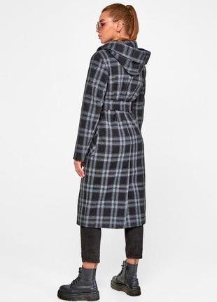 Demi-season long woolen coat with a hood Jeta black4 photo