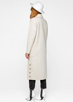 Demi-season long woolen coat with belt Asti beige4 photo