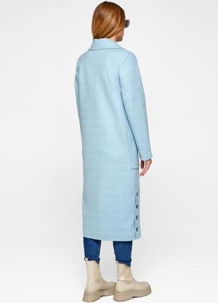 Demi-season long woolen coat with belt Asti blue4 photo