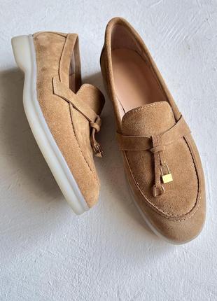 Suede loafers in walnut1 photo