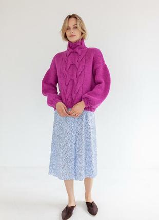Pink hand-knitted sweater5 photo