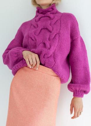 Pink hand-knitted sweater2 photo
