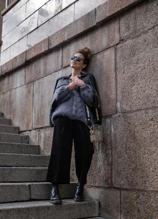 Gray oversize hand-knitted sweater pre-oder3 photo