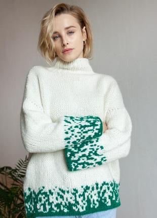 White oversize hand-knitted sweater3 photo
