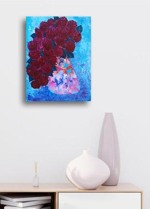 Rose flower oil painting Ukrainian art Still life with flowers4 photo
