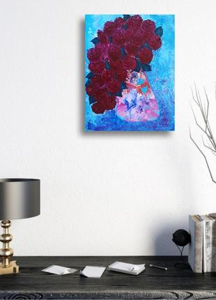 Rose flower oil painting Ukrainian art Still life with flowers6 photo