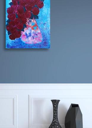 Rose flower oil painting Ukrainian art Still life with flowers8 photo