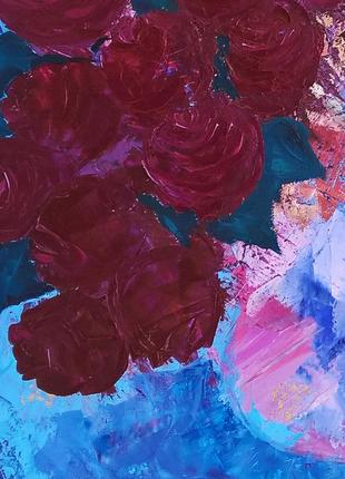 Rose flower oil painting Ukrainian art Still life with flowers5 photo