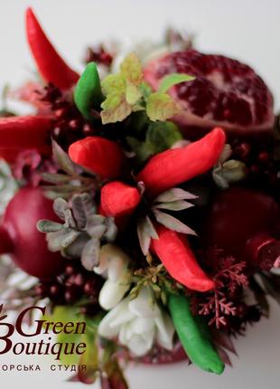 Unusual interior bouquet of soap with pepper and pomegranates5 photo