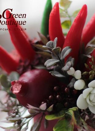 Unusual interior bouquet of soap with pepper and pomegranates6 photo