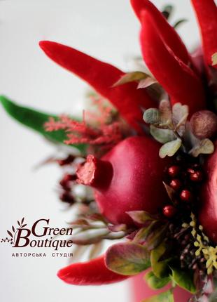Unusual interior bouquet of soap with pepper and pomegranates7 photo