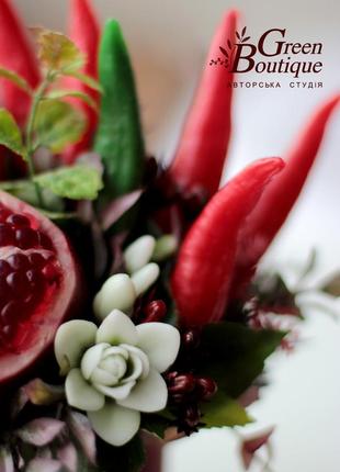 Unusual interior bouquet of soap with pepper and pomegranates8 photo