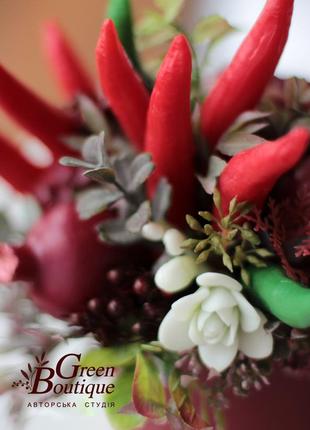 Unusual interior bouquet of soap with pepper and pomegranates4 photo