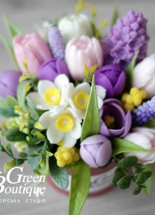 A small interior fragrant bouquet of spring flowers made of soap6 photo