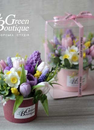 A small interior fragrant bouquet of spring flowers made of soap5 photo