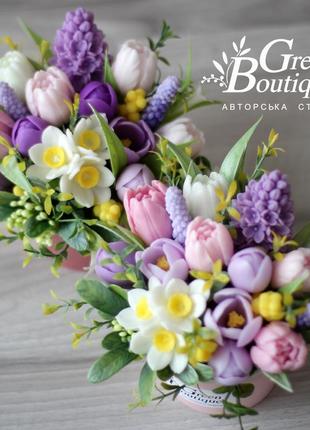 A small interior fragrant bouquet of spring flowers made of soap10 photo