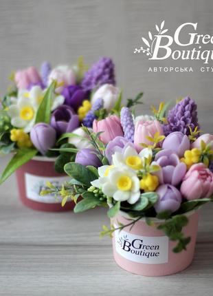 A small interior fragrant bouquet of spring flowers made of soap8 photo