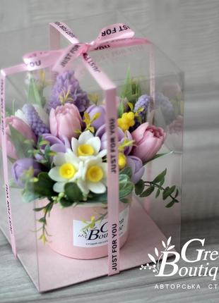 A small interior fragrant bouquet of spring flowers made of soap7 photo