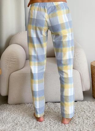 Women's pajama pants COZY checkered yellow/grey3 photo